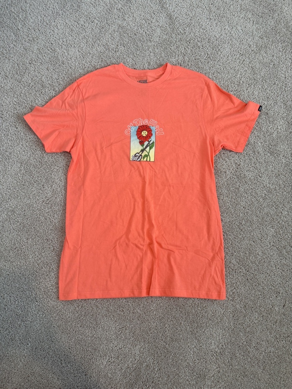 Vans Neon Orange Shirt with Flower design